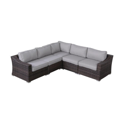 Contemporary Outdoor Rattan Wicker Sectional Seating Group With Cushions LSI Patio Furniture