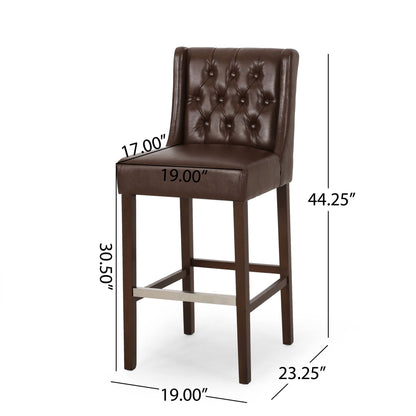 Solstara - Upholstered Dining Barstool With Button Tufted And Wing Back Noble House