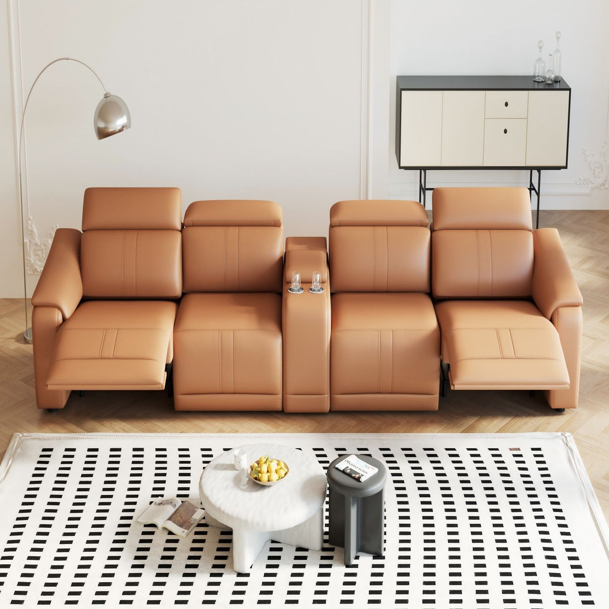 Modular Sofa With Recliners And Cup Holders Sectional Set Home Essentials