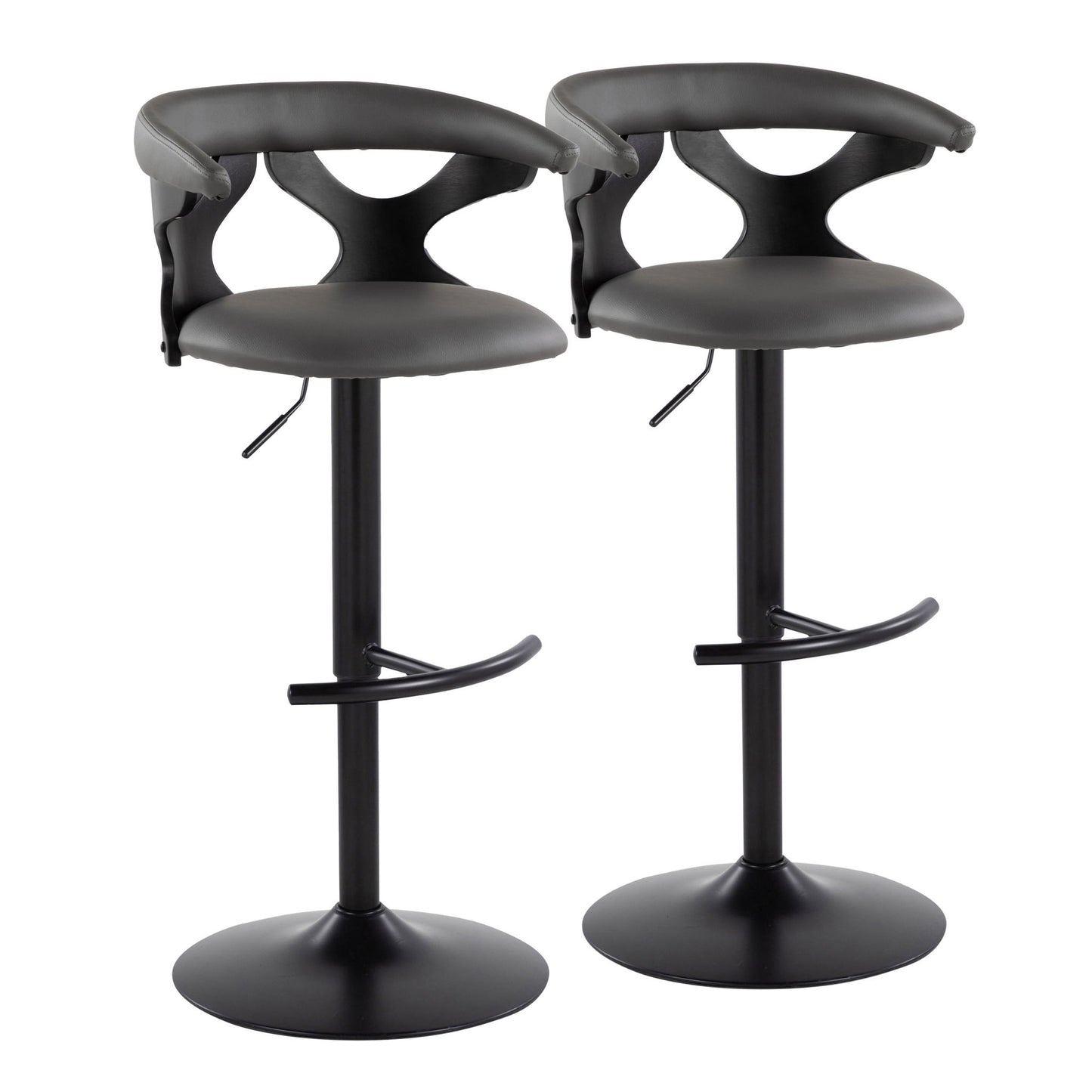 Gardenia - Contemporary Adjustable Barstool With Swivel With Rounded T Footrest (Set of 2) Lumi Source