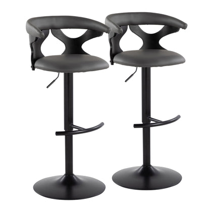 Gardenia - Contemporary Adjustable Barstool With Swivel With Rounded T Footrest (Set of 2) Lumi Source