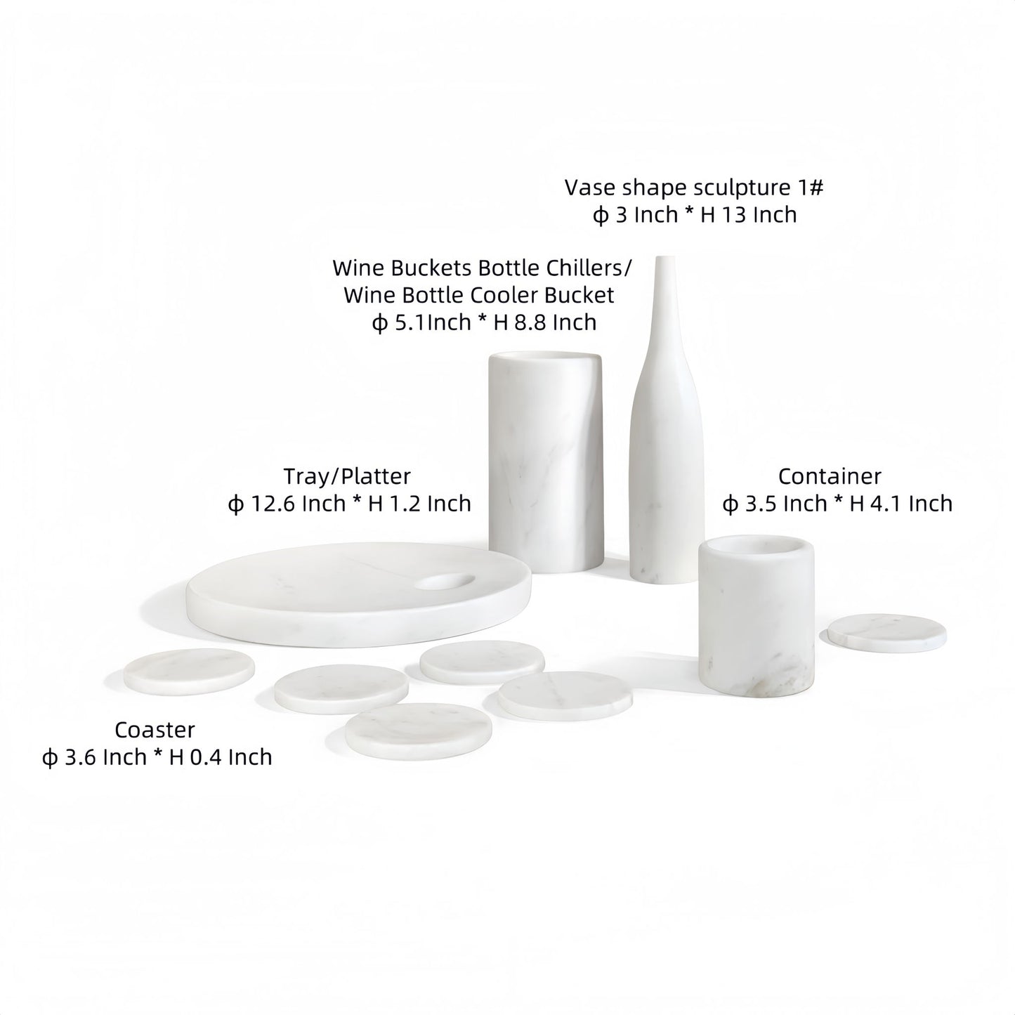 10 Pieces Luxury Natural Marble Dining Room Accessories Set Daily Nest