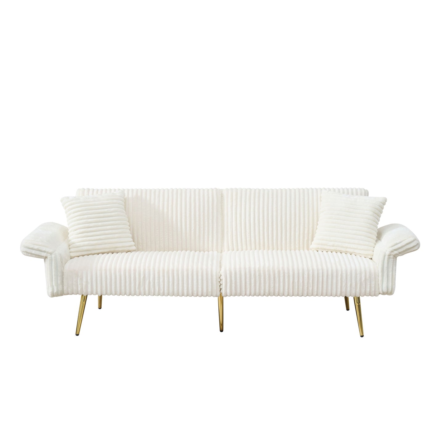 Luxury Corduroy Foldable Double Sofa Bed With Folding Armrests Home Essentials