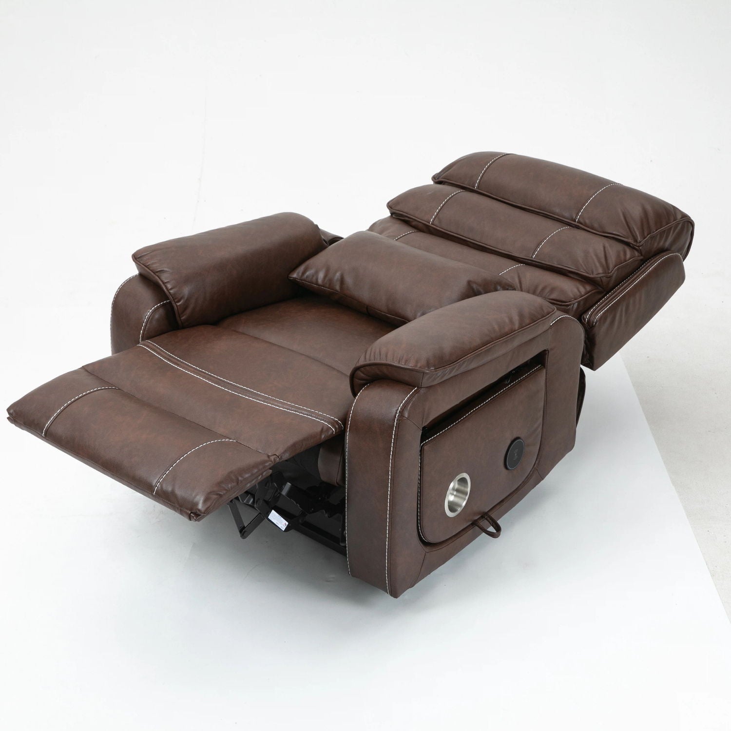 180 Degree Recliner Chair With Wireless Charging, Lumbar Support, And Dual Motor Lift - Brown Home Essentials