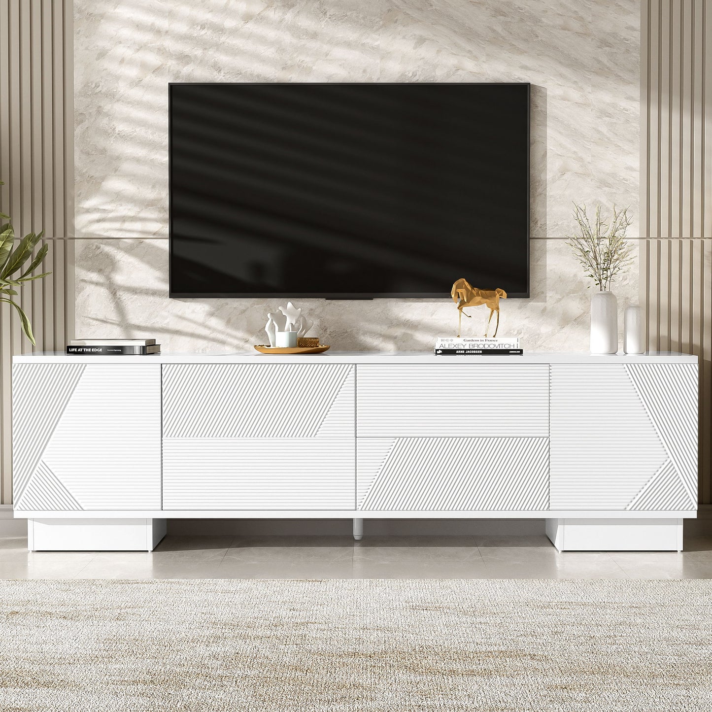 Modern TV Stand With Storage Cabinets, 4 Drawers Hearth and Haven