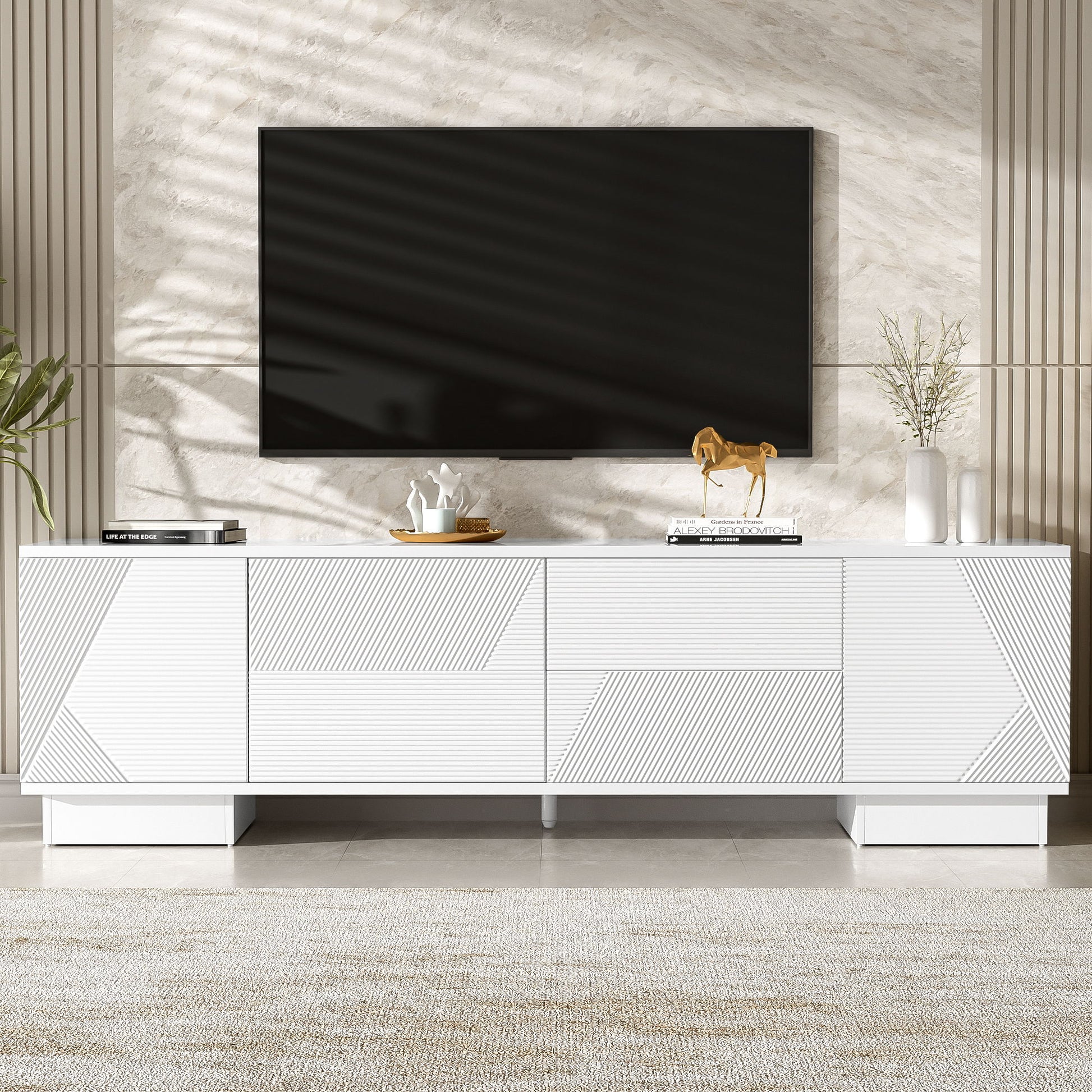 Modern TV Stand With Storage Cabinets, 4 Drawers Hearth and Haven