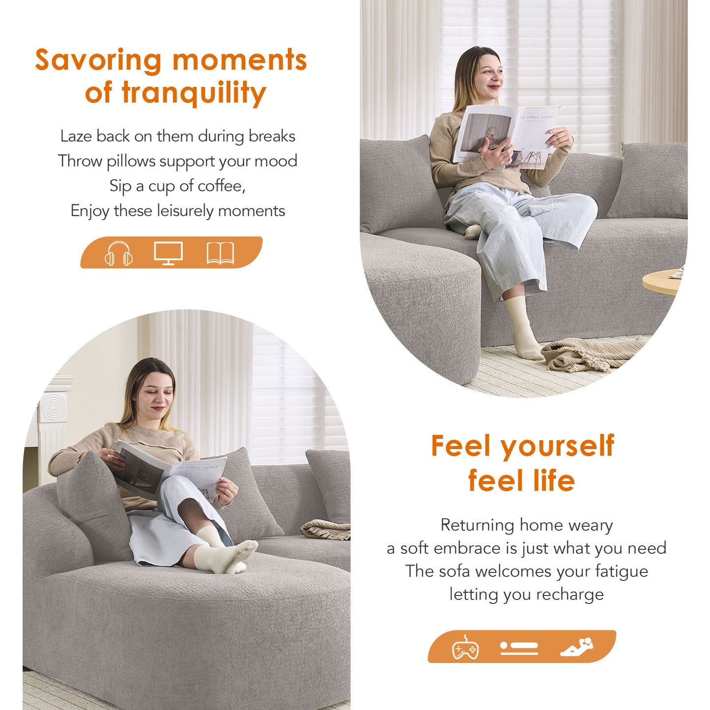 Combined Sofa With 4 Pillows Home Essentials