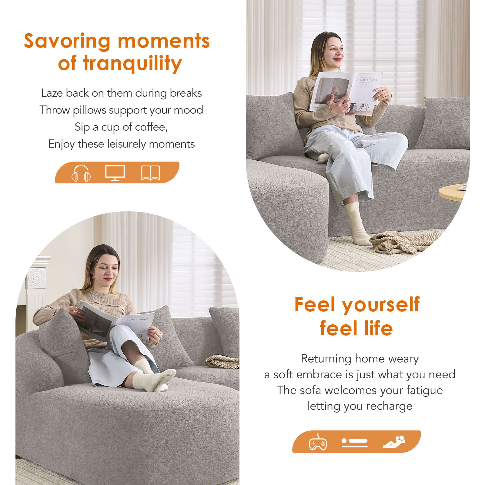 Combined Sofa With 4 Pillows Home Essentials