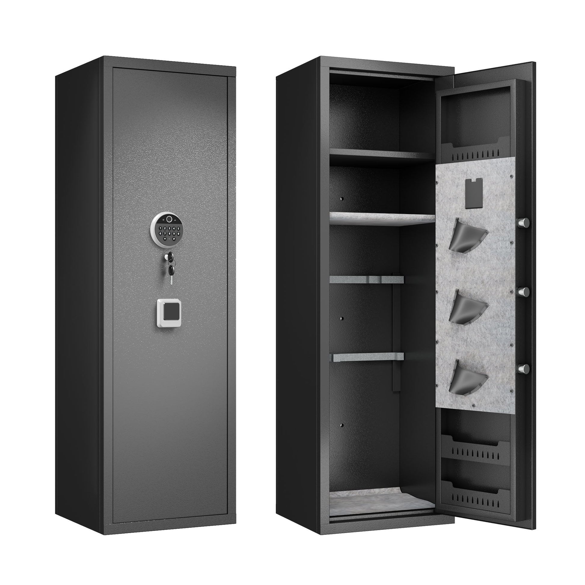 Gun Safes For Home Rifle And Pistols, Fingerprint Electronic Safe With Quick Access, Detachable Partition - Black Daily Nest