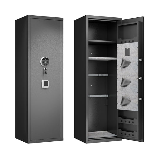 Gun Safes For Home Rifle And Pistols, Fingerprint Electronic Safe With Quick Access, Detachable Partition - Black Daily Nest