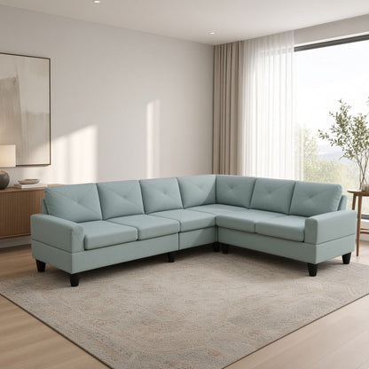 Modular L - Shaped Sectional Sofa 6 Seater 4 Piece, Couch With Chaise - Green Home Essentials