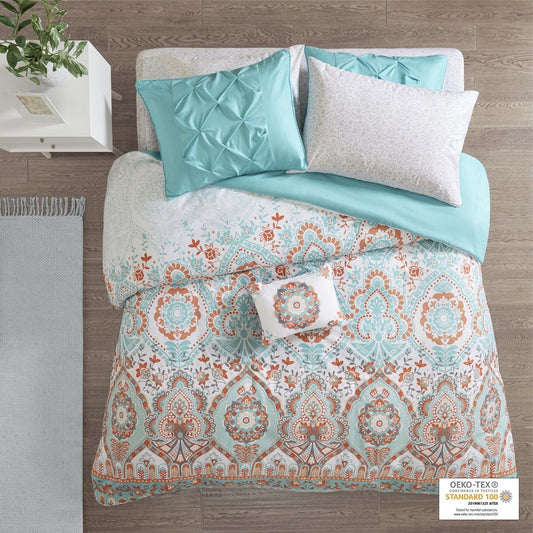 Vinnie - Comforter And Sheet Set - Aqua