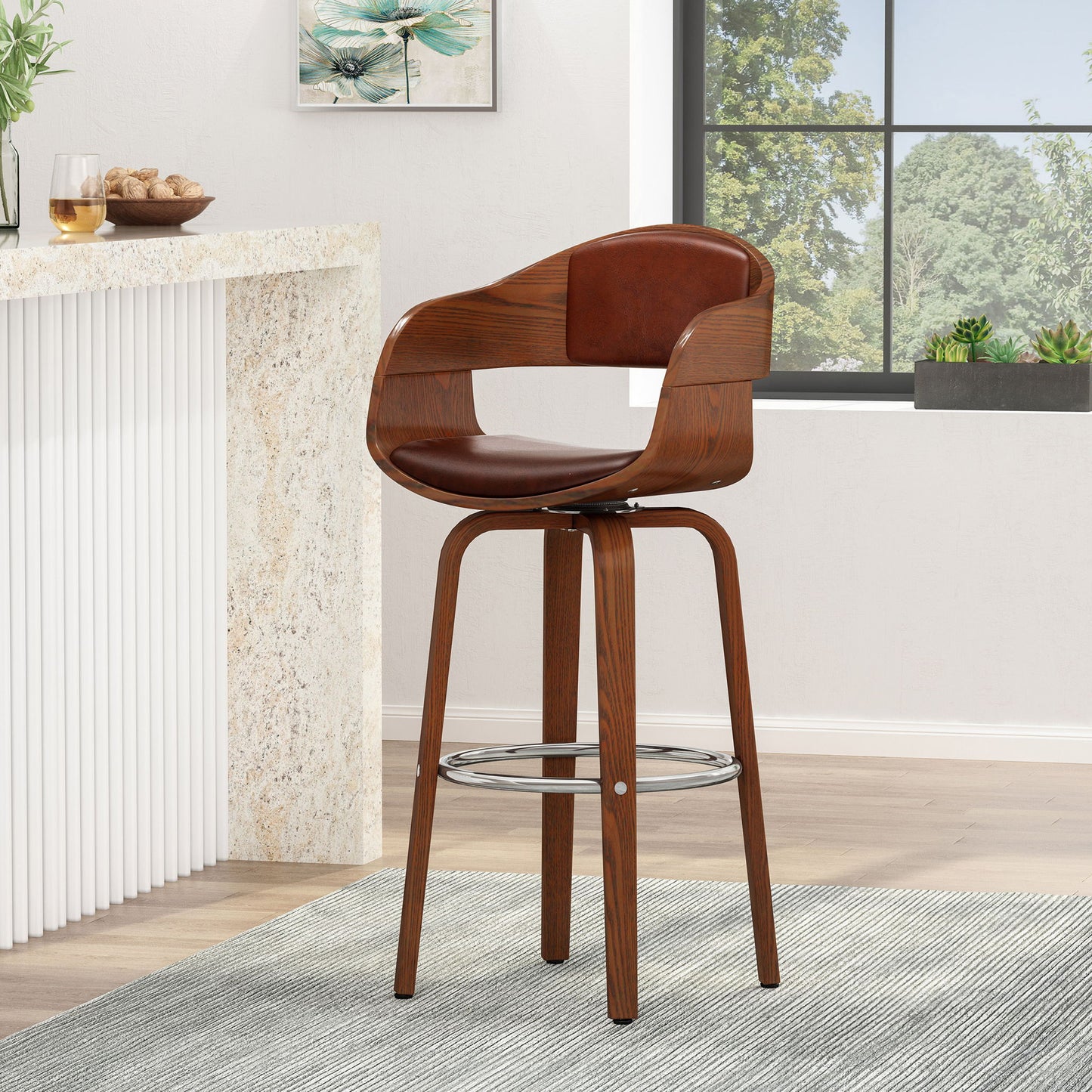Modern Bar Stool, Swivel Function Noble House