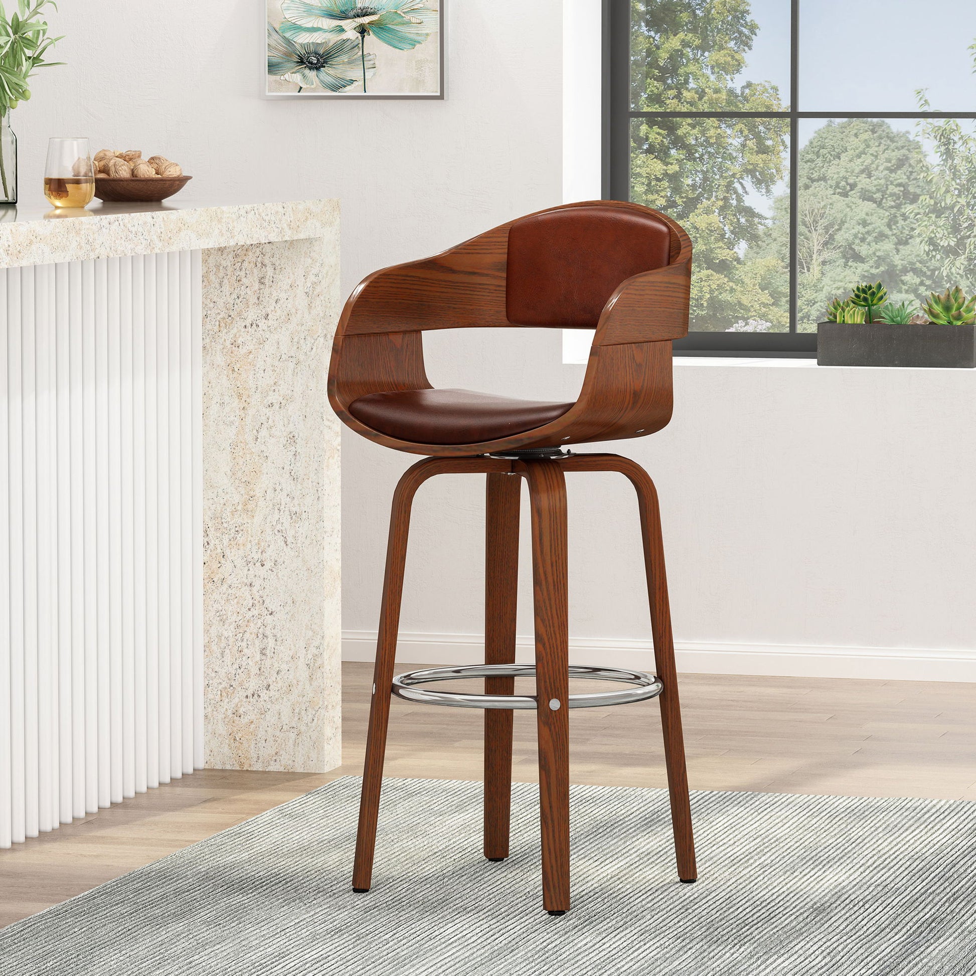 Modern Bar Stool, Swivel Function Noble House