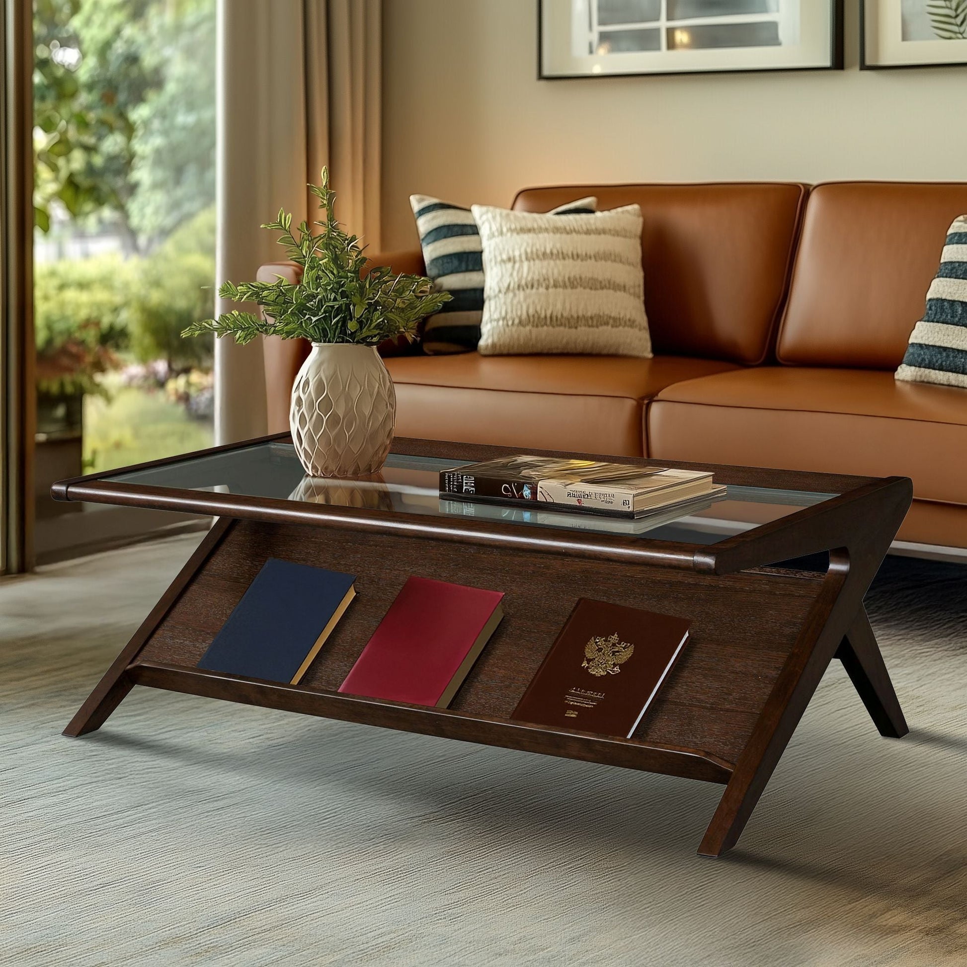 Rocket - & Tempered Glass Coffee Table - Morocco Brown INK+IVY