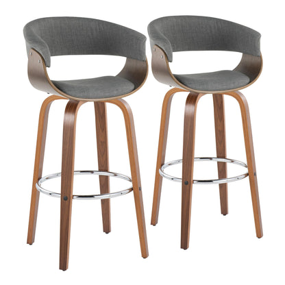 Vintage Mod - Mid Century Modern Fixed Height Barstool With Swivel With Round Footrest (Set of 2) Lumi Source