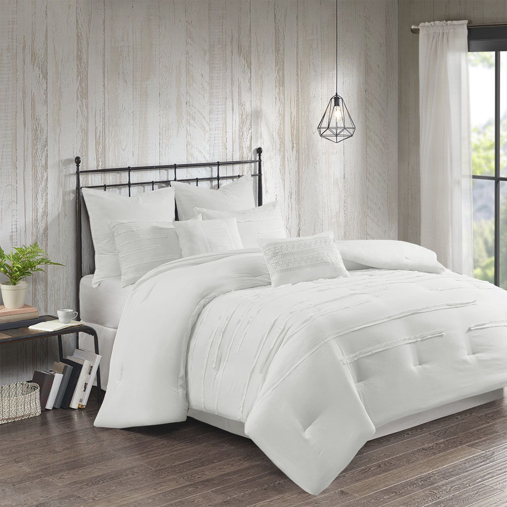 Jenda - 8 Piece Comforter Set - White