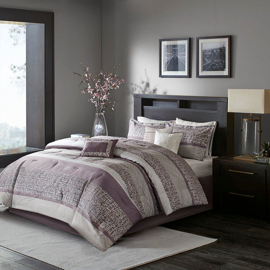 Rhapsody - King 7 Piece Comforter Set - Purple Madison Park