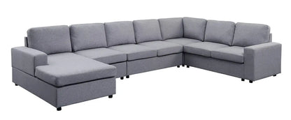 Hayden - Linen 7 Seat Reversible Modular Sectional Sofa Chaise Lilola Home