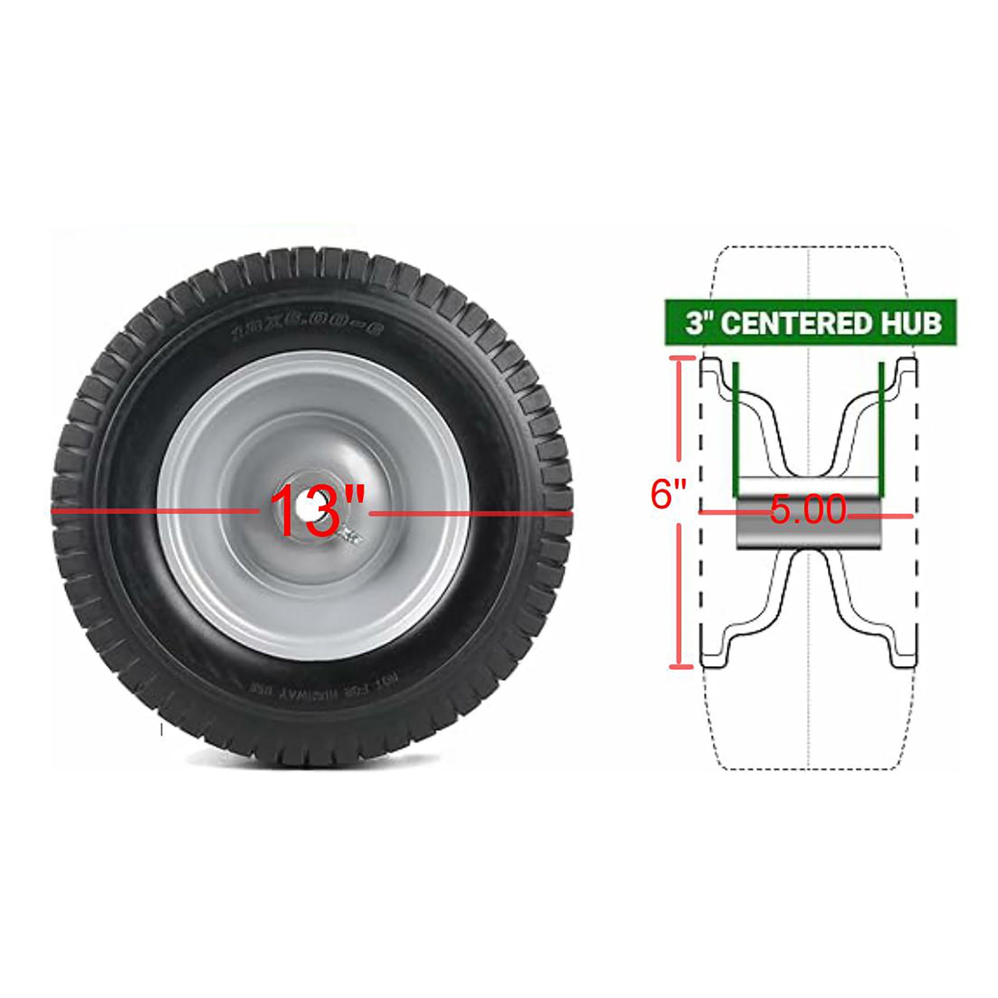 Flat Free Tire And Wheel Assemblies For Riding Lawn Mowers With 3" Hub - Black Daily Nest