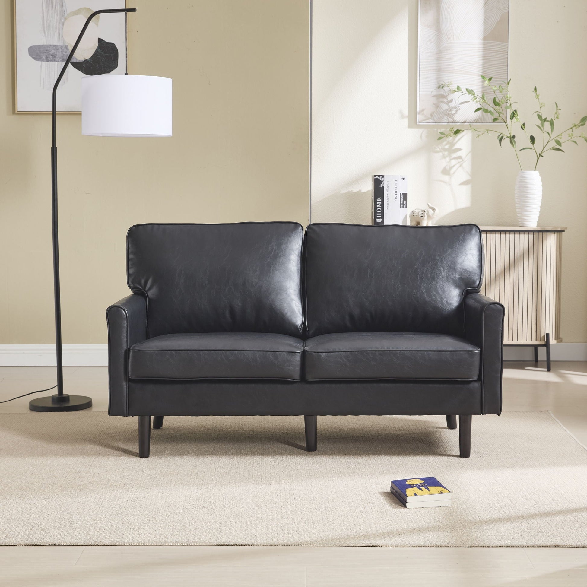 Mid Century Modern Loveseat Sofa With USB Ports, Removable Pillow Cover Home Essentials