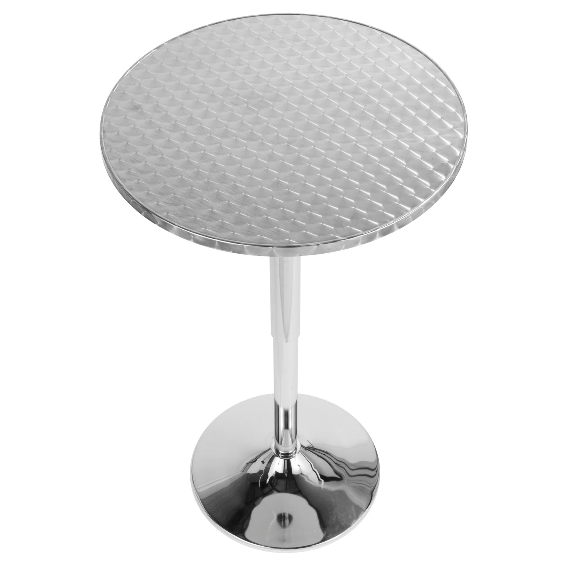 Bistro - Contemporary Adjustable Round Bar Table - Silver Lumi Source