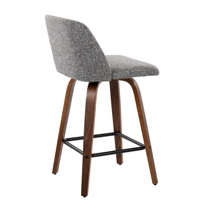 Toriano - Mid Century Modern Fixed Height Counter Stool & Square Footrest (Set of 2) Lumi Source