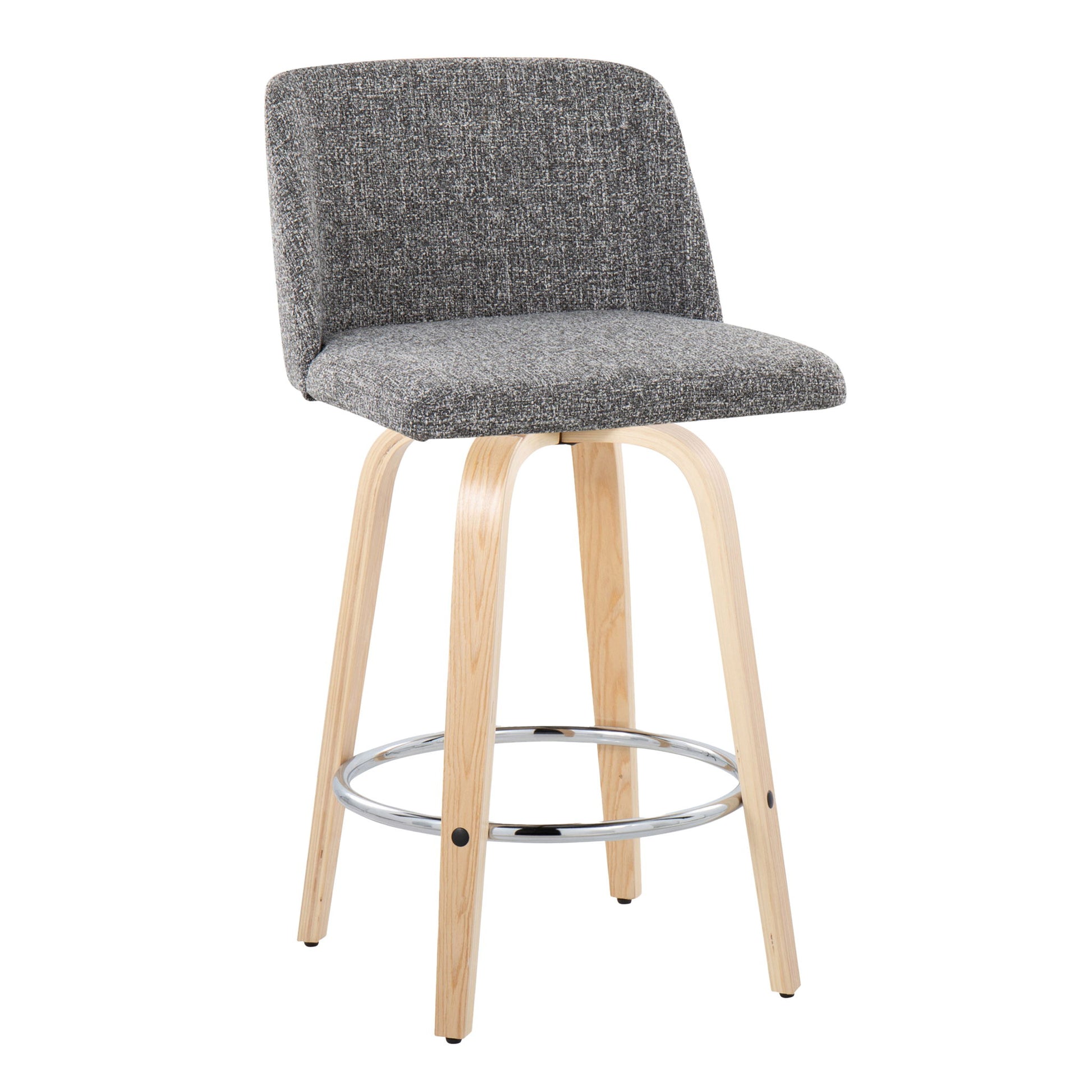 Toriano - Contemporary Fixed-Height Counter Stool With Swivel And Round Footrest (Set of 2) Lumi Source