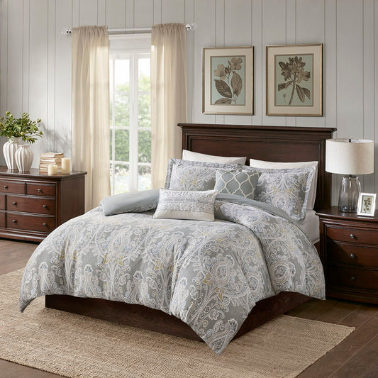 Hallie - 5 Piece Duvet Cover Set - Gray