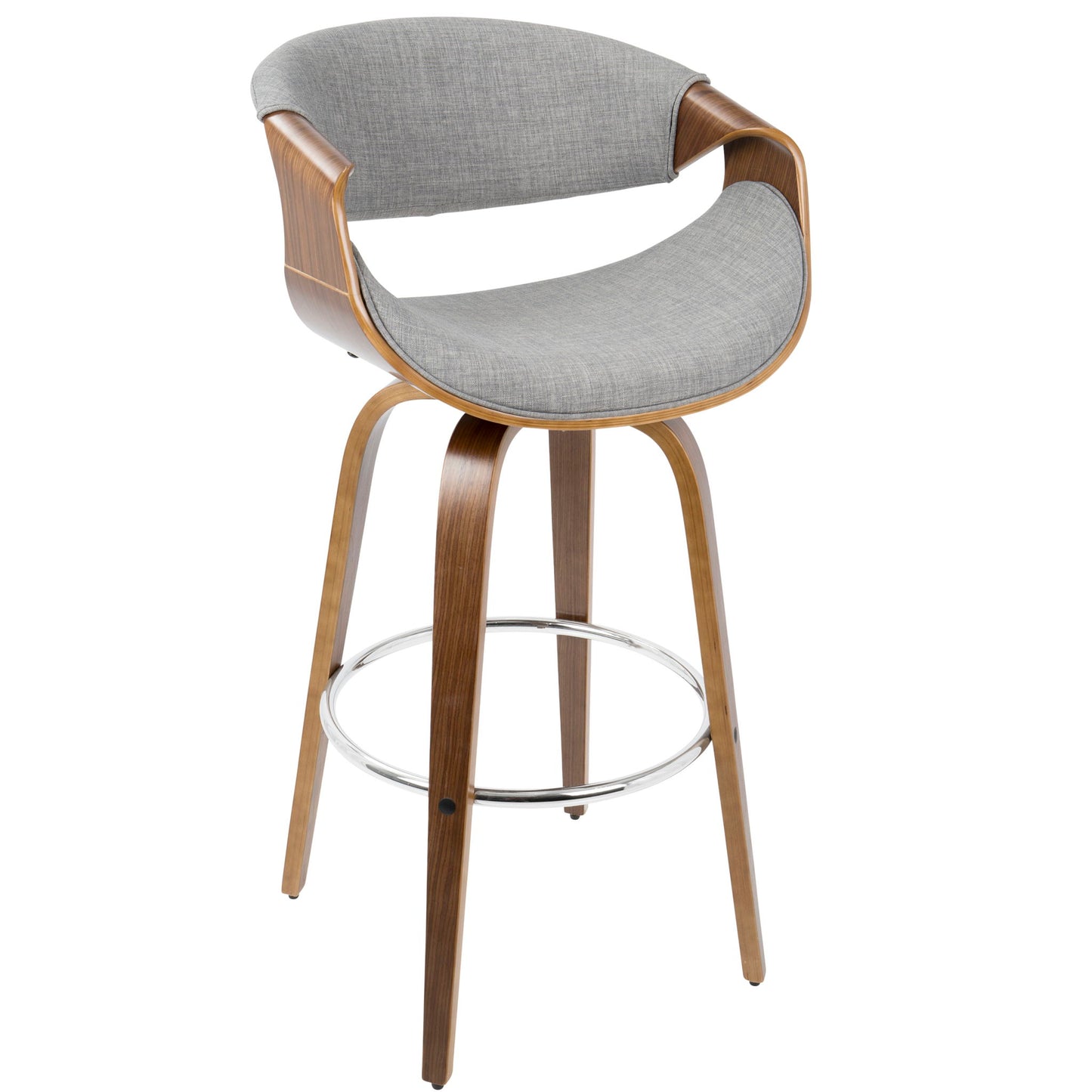 Curvini Mid - Century Modern Fixed Height Barstool With Swivel (Set of 2) Lumi Source