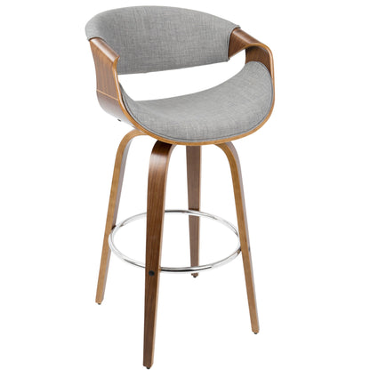 Curvini Mid - Century Modern Fixed Height Barstool With Swivel (Set of 2) Lumi Source
