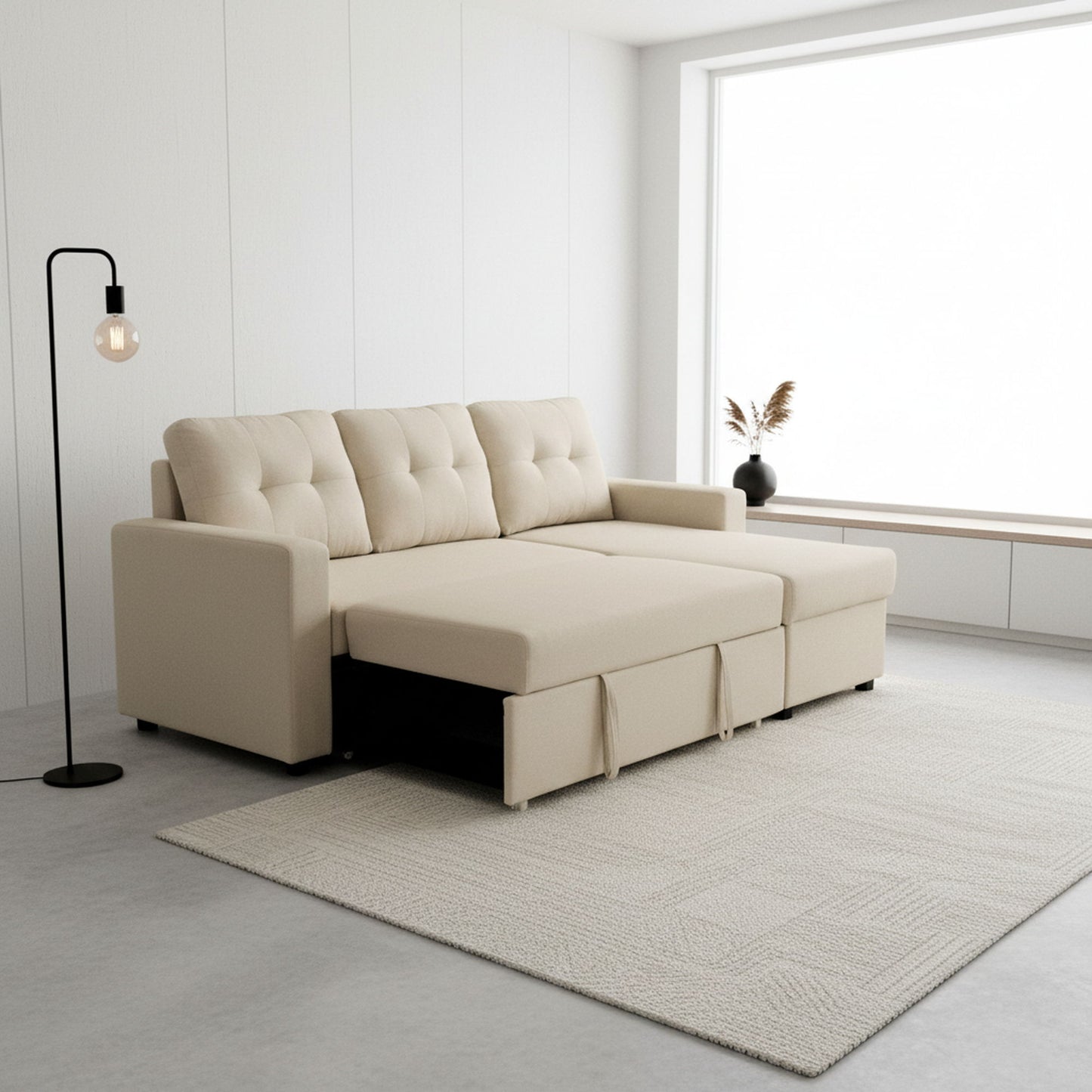 Convertible L Shaped Sectional Sleeper Sofa Bed, Saving Pull Out Couch US Pride