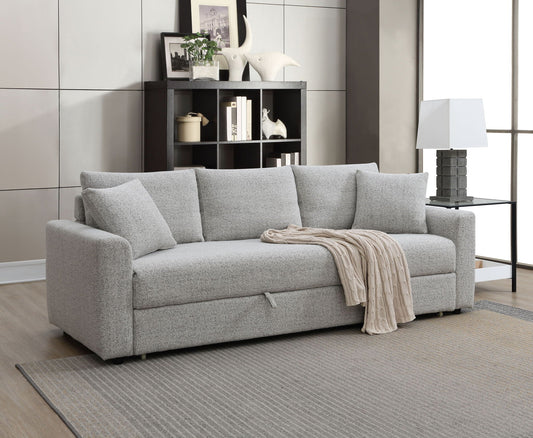 Connie - Boucle Sleeper Sectional Sofa With 2 Toss Pillows - Beige Acme