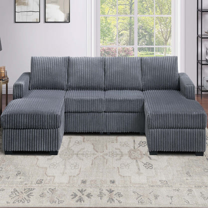 U-Shaped Sectional Set With Cushion Back Armless Chairs Right And Left Arm Chaise Home Essentials