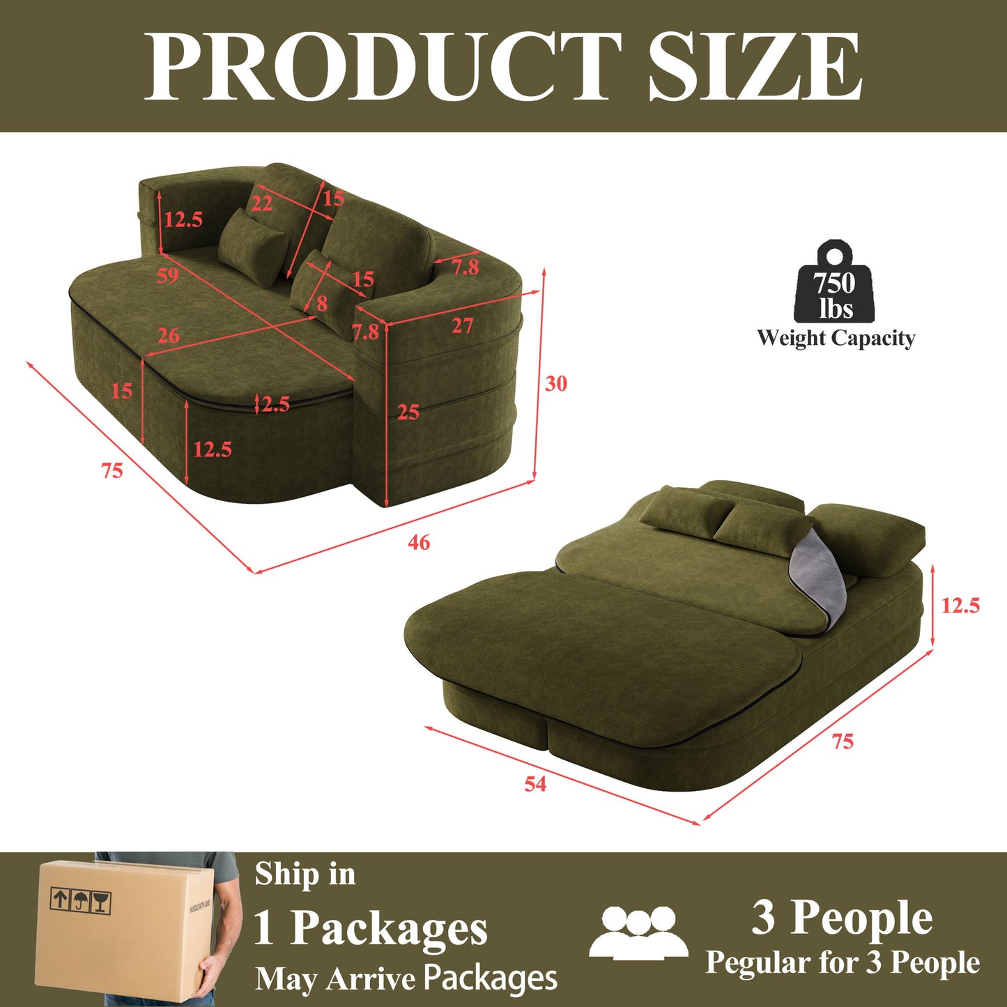 2 In 1 Foldable Sofa Bed With Multi Functional Blanket, Floor Lounge Sofa Home Essentials