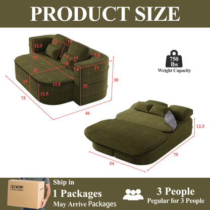 2 In 1 Foldable Sofa Bed With Multi Functional Blanket, Floor Lounge Sofa Home Essentials