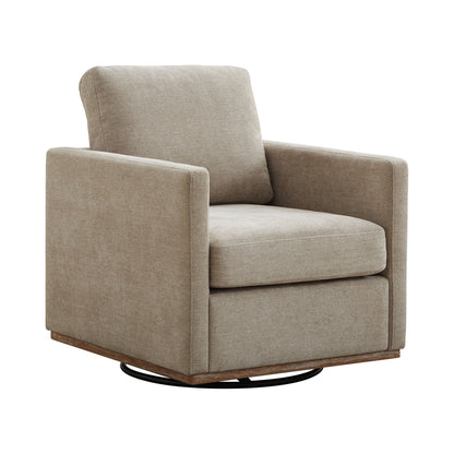 Modern Square Upholstered Swivel Accent Chair With Metal Base Home Essentials