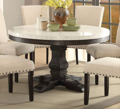 Nolan - Marble Top Salvage Round Dining Table - White Acme