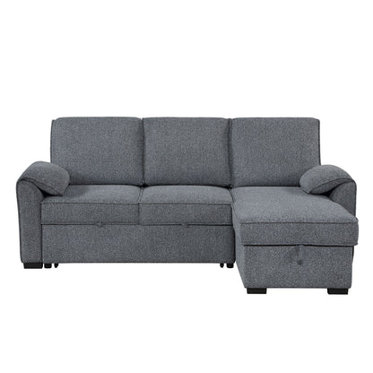 Rebecca - Sofa With Pull Out Bed, Storage Chaise, USB And Cup Holders - Dark Gray Global Furniture USA