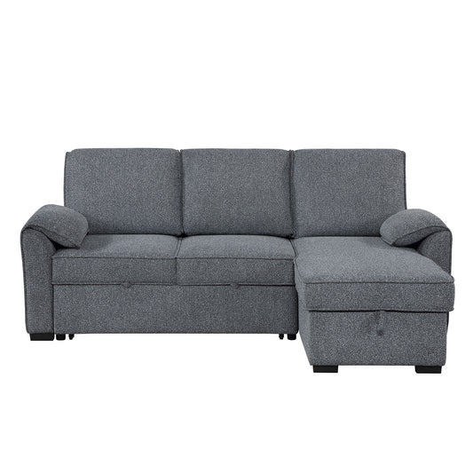 Rebecca - Sofa With Pull Out Bed, Storage Chaise, USB And Cup Holders - Dark Gray Global Furniture USA