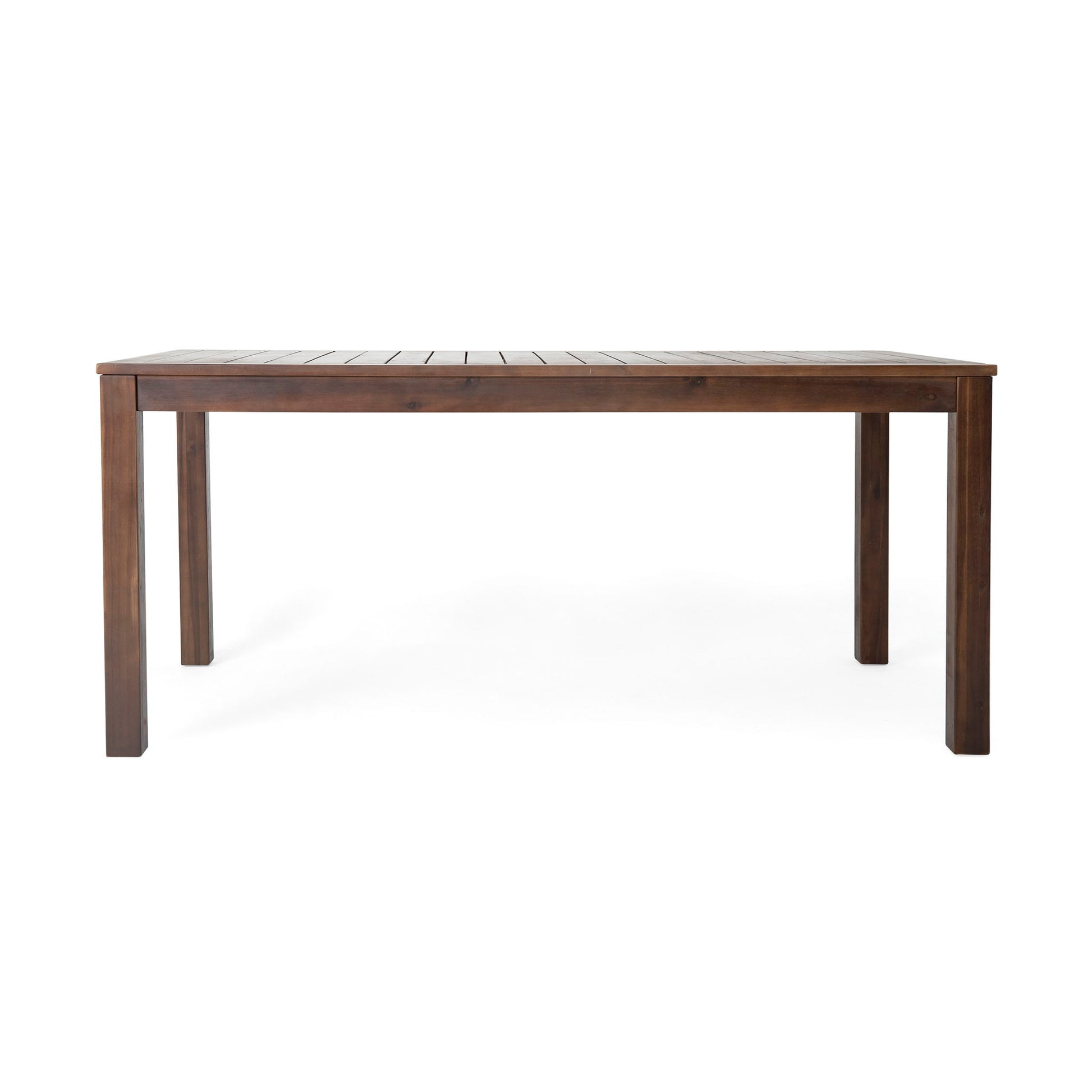 Acacia Wood Outdoor Dining Table With Slatted Top - Dark Brown Noble House