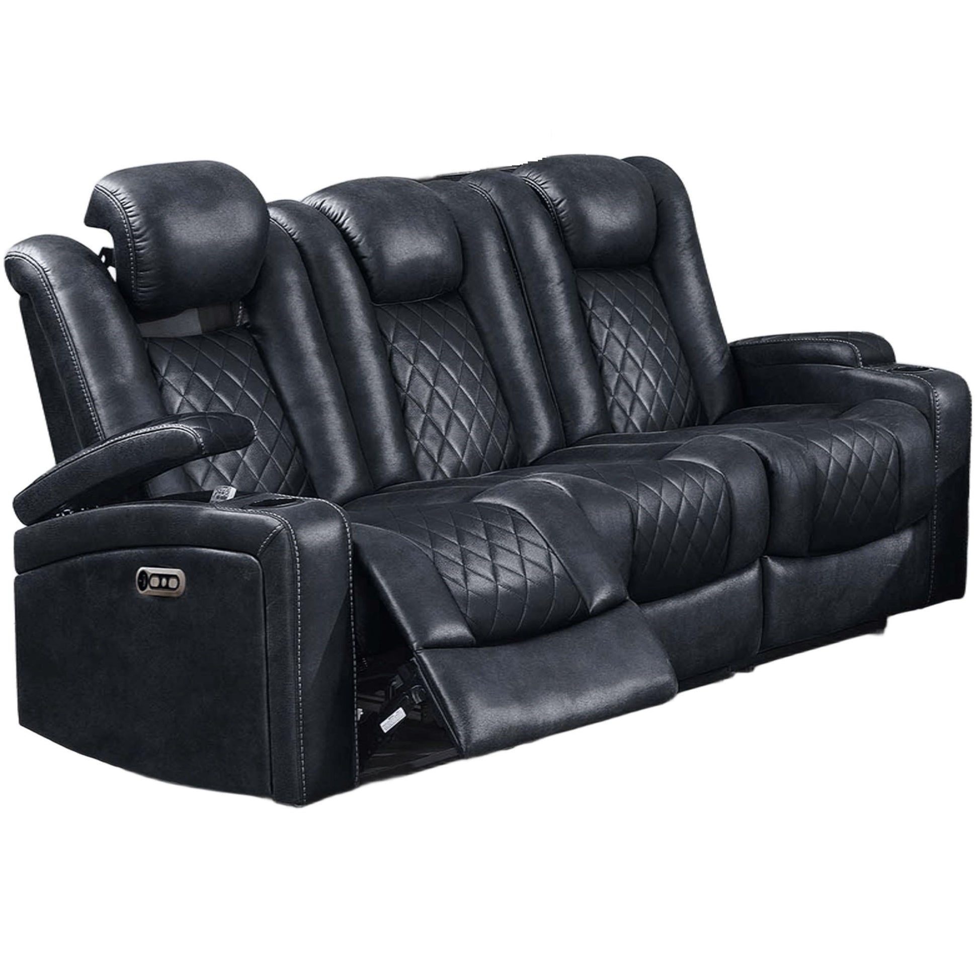 Power Reclining Sofa With Adjustable Headrest - Inky Blue Home Essentials