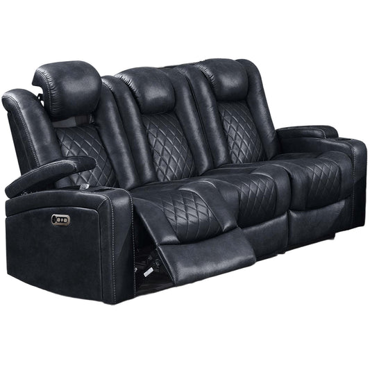 Power Reclining Sofa With Adjustable Headrest - Inky Blue Home Essentials