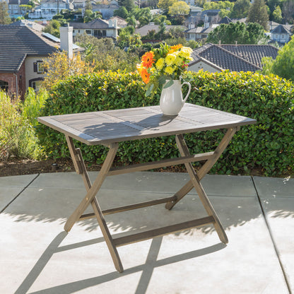 Blissique - Outdoor Foldable Wood Dining Table With Slat Design Noble House