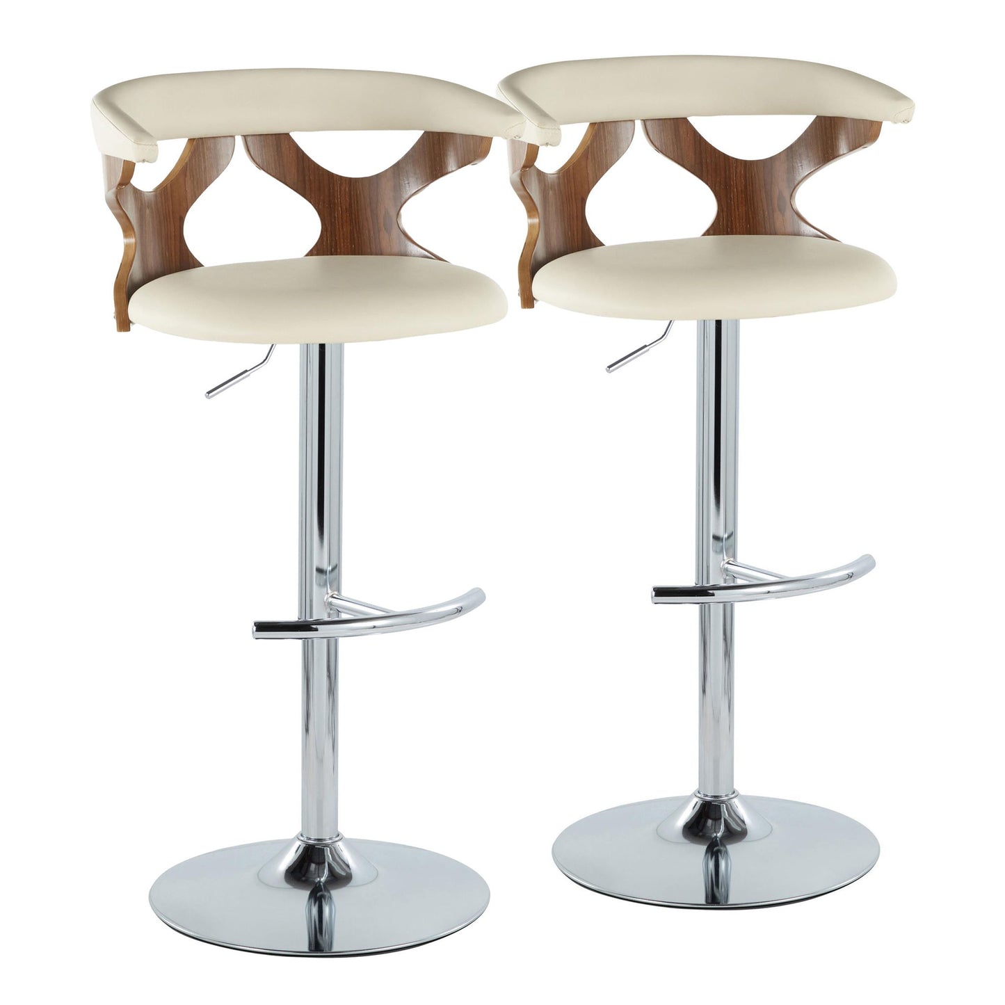 Gardenia - Mid Century Modern Adjustable Barstool With Swivel With Rounded T Footrest (Set of 2) Lumi Source