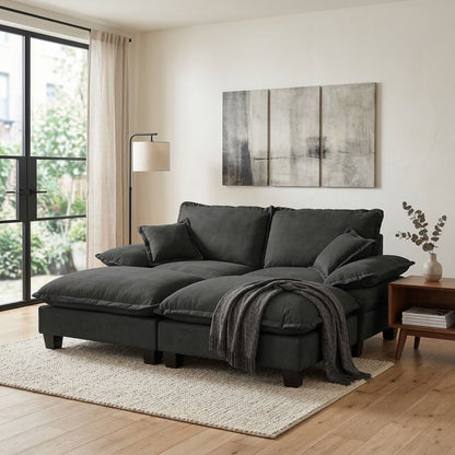 Modular Sectional Sofa With Movable Ottoman & Pillows Home Essentials