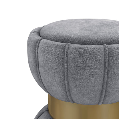 Round Upholstered Ottoman Pouf With Velvety Soft Upholstery Home Essentials