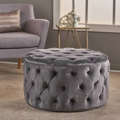 Modern Glam Ottoman Velvet Noble House