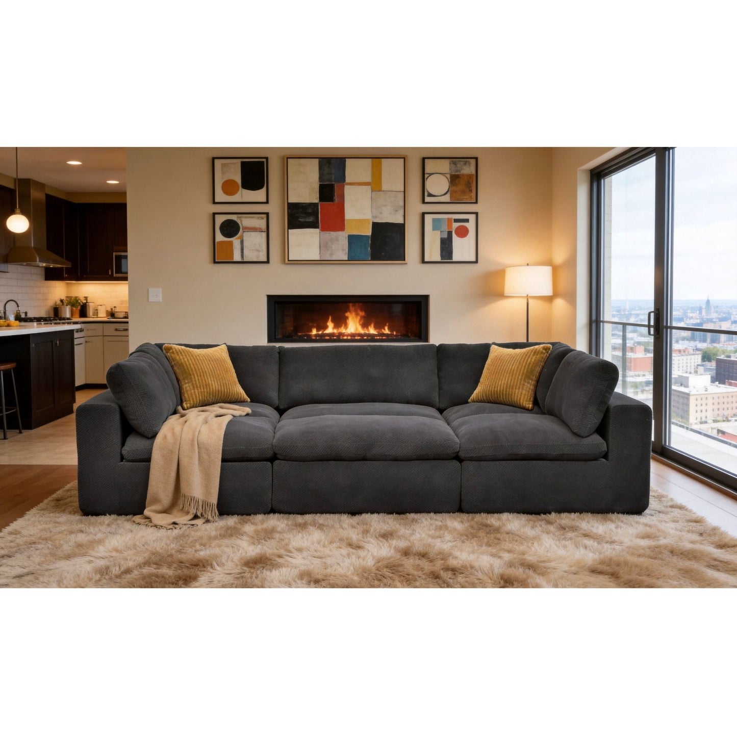 Custom Configuration Modular Sectional With Toss Pillows Home Essentials