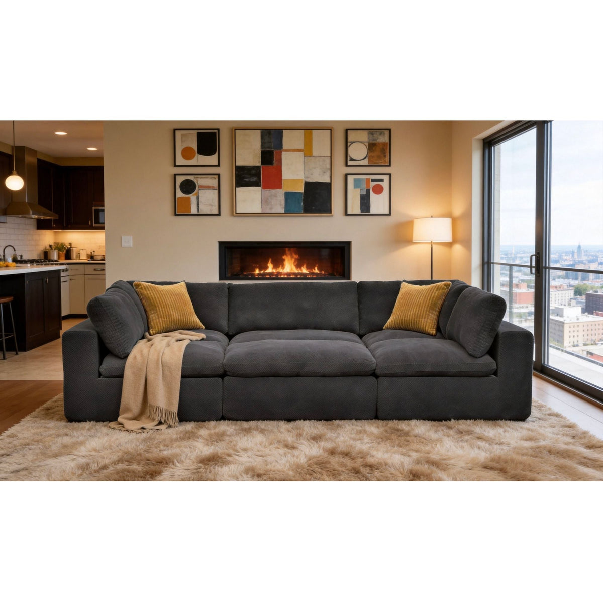 Custom Configuration Modular Sectional With Toss Pillows Home Essentials